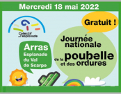 Journée nationale de la Poubelle et des Ordures à l'esplanade du Val de Scarpe d'Arras le 18 mai 2022.