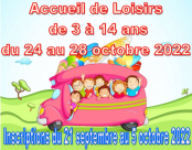 Accueil de Loisirs de 3 à 14 ans du 24 au 28 octobre 2022 (Inscription du 21 septembre au 5 octobre 2022 en mairie de Roclincourt ou de Thélus)