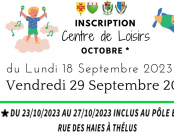 Accueil de Loisirs de 3 à 14 ans du 23 au 27 octobre 2023 (Inscription du 18 au 29 septembre 2023 à la maison de Services de Thélus)