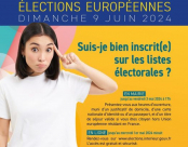 Pour les élections européennes (Inscription jusqu'au 01/05/2024 en ligne et au 03/05/2024 en mairie.