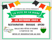 Fête de la bière 2024 (2ème édition), organisée par le comité des fêtes d'ÉCURIE, le 26/10/2024 à partir de 19h.