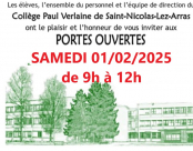 Journée Portes Ouvertes Collège Paul Verlaine le 01/02/2025.